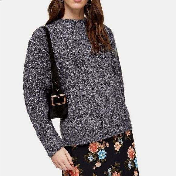 Top Shop‎ Soft Blend Vertical Cable Crew Sweater S - Picture 1 of 14